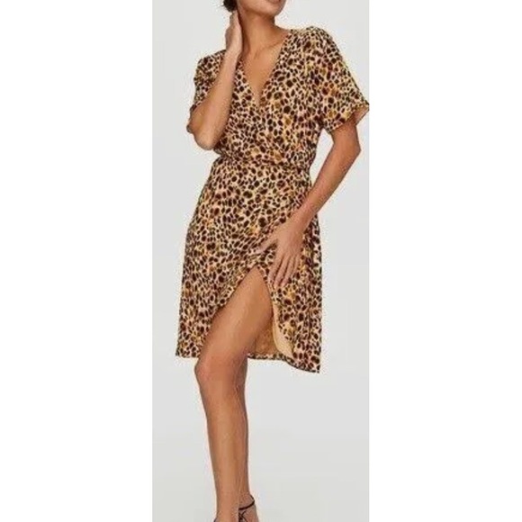 BABATON ARITZIA Womens Wallace Animal Print‎ True Wrap Dress Sz XXS - Picture 1 of 12